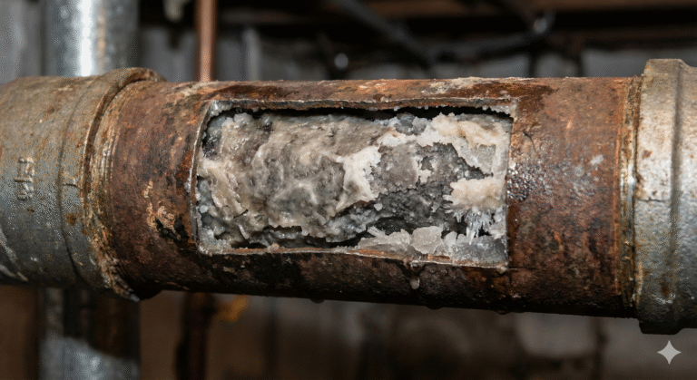 Frozen grease clog inside commercial drain pipe